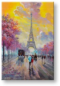 Maľovaný obraz na stenu PRECHÁDZKA V PARÍŽI 60x90 cm