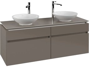 VILLEROY &amp; BOCH Legato závesná skrinka pod dve umývadlá na dosku, 4 zásuvky, 1400 x 500 x 550 mm, Truffle Grey, B59200VG