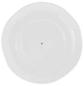 Plate Cup 15cm White/Heart in Grey