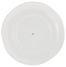 Plate Cup sm 13cm White/Heart in Grey