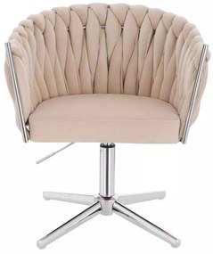 LuxuryForm DESIGN Stolička NORDEN VELUR na striebornom kríži - krémová