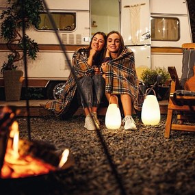 Bielo-hnedá LED stolová lampa (výška 26 cm) Ruby – Fischer &amp; Honsel