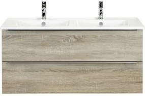 Kúpeľňový nábytkový set Pulse 120 cm s keramickým dvojitým umývadlom dub sivý