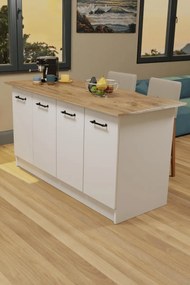 Kuchynský ostrovček VERRI, biela/pine