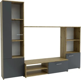 Obývacia stena HUGO, šedý grafit/dub craft tabaco