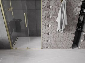 Mexen Velar, posuvné dvere do otvoru 90x200 cm, 8mm číre sklo, zlatá matná, 871-090-000-01-55