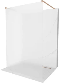 Mexen Kioto, sprchová zástena Walk-In 110 x 200 cm, 8mm sklo námraza, medený matný profil, 800-110-002-65-30