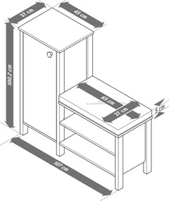 Lavička s priehradkou na topánky