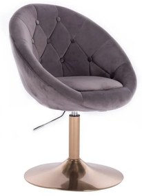 LuxuryForm DESIGN Kreslo VERA VELUR na zlatom tanieri - tmavosivé