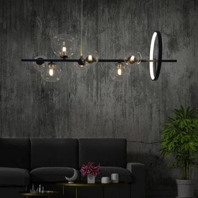 LED Luster na lanku HYBRID LED/15W/230V + 7xG9/6W 4000K čierna