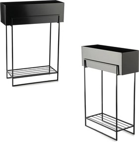 KOVOVÝ KVETINÁČ SO STOJANOM RECT 82X23X60 CM ČIERNA