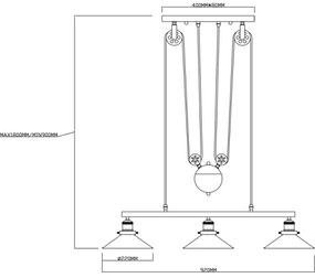 Globo 15053-3 - Luster LENIUS 3xE27/60W/230V
