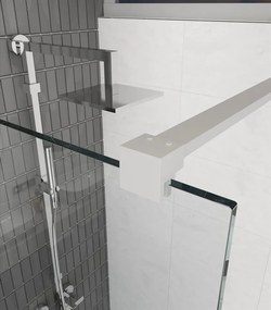 Erga Paris, sprchová zástena Walk-In 110x200 cm, 8mm číre/mliečne sklo, biely matný profil, ERG-V02-PARIS-110x200-MF-WH