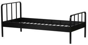 Čierna kovová jednolôžková posteľ s roštom 90x200 cm Mees – WOOOD