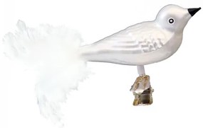 Sklenený vtáčik biely