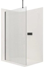 CERANO - Sprchová zástena Walk-in Onyx Top L/P - guľatá vzpera - čierna matná, ryhované sklo - 140x200 cm, CER-CER-8050BD1573