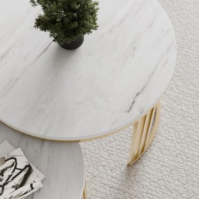 OKRÚHLY KONFERENČNÝ STOLÍK 2v1 LEONARDO 2 BRÚSENÁ ZLATÁ + MRAMOR