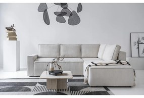 Biela menčestrová rozkladacia rohová pohovka (pravý roh) Brave Dave – Miuform