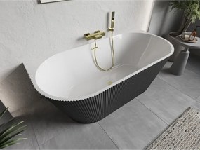 Mexen Oris, voľne stojaca ryhovaná vaňa 170 x 80 cm, biela-šedá, zlatý matný prepad, 52871708062-55