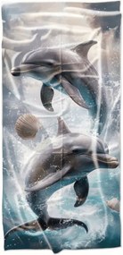 Rýchloschnúca plážová osuška DOLPHINS modrá 70 x 140 cm, 100% mikrovlákno