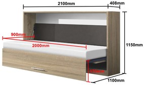 Nabytekmorava Sklápacia posteľ VS1056, 200x90cm farba lamina: buk, Varianta dverí: matné