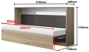 Nabytekmorava Sklápacia posteľ VS1056, 200x90cm farba lamina: orech lyon/biele dvere, Varianta dverí: matné
