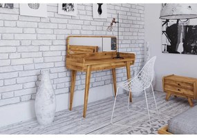Toaletný stolík z dubového dreva so zrkadlom 110x45 cm Retro - The Beds