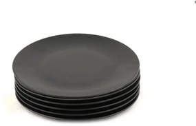Keramická súprava 6 ks tanierov Matná čierna 25 cm čierna