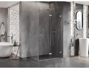 Mexen Lunar-F, 1-krídlový sprchový kút so skladacími dverami, pravý, 90 x 80 cm, 8mm číre sklo, brúsená oceľ profil, 836-090-080-97-00-P