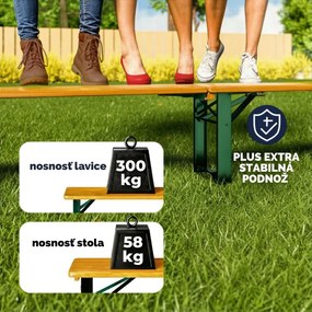 Pivný set MAXI sklápateľný, 220cm, prírodná hnedá Jurhan