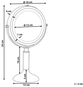 Kozmetické LED zrkadlo ø 18 cm zlaté BAIXAS Beliani