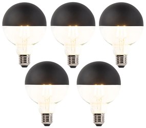 Sada 5 stmievateľných LED vláknových žiaroviek E27 G95 čiernych 550 lm 2700 K