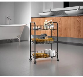 Čierny pojazdný vozík z antikoro ocele Metaltex Lugano Lava