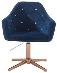 LuxuryForm DESIGN Kreslo ROMA VELUR na zlatom kríži - modré