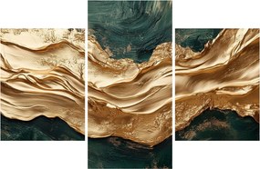 Obraz - Zelená abstrakcia so zlatom II. (90x60 cm)