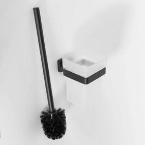 Rea príslušenstvo, kovový stojan na WC s kefou ERLO 05, čierna matná, REA-80013