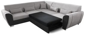 Rozkladacia rohová sedacia súprava s úložným priestorom v tvare L VISEU ľavá sivá/čierna
