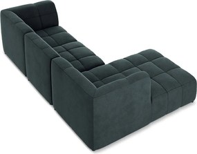 Modrá zamatová rohová pohovka (ľavý roh/s leňoškou) Aloha – Makamii