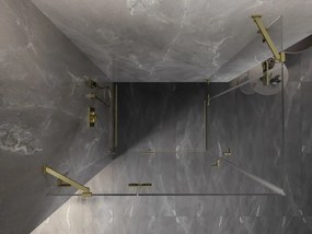 Mexen Lunar Duo, výklopný sprchový kút 85 x 80 cm, 8mm číre sklo, zlatý matný profil, 834-085L-080P-55-00
