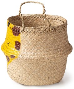 Detský kôš na hračky z morskej trávy v žlto-prírodnej farbe ø 30x28 cm Giraffe – Compactor