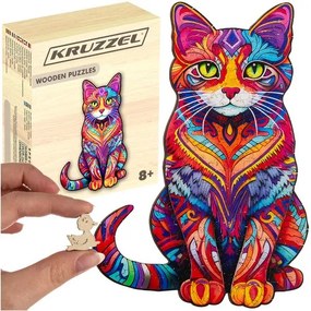 Kruzzel 22878 Dřevěné puzzle kočka 130 dílů, 38 x 24 cm