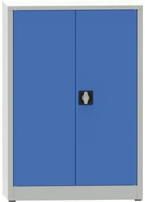 Dielenská policová skriňa na náradie KOVONA JUMBO, 2 police, zváraná, 800 x 500 x 1150 mm, sivá / modrá