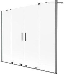 Mexen Velar Duo, 2-krídlová vaňová zástena s posuvnými dverami 200 x 150 cm, námraza, grafitový profil, 896-200-000-32-66