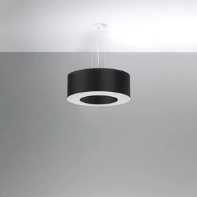 Závesné svietidlo Saturno, 1x čierne textilné tienidlo, (biely plast), (fi 50 cm)