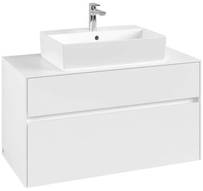 VILLEROY &amp; BOCH Collaro závesná skrinka pod umývadlo na dosku (umývadlo v strede), 2 zásuvky, 1000 x 500 x 548 mm, White Matt, C12500MS