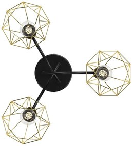 Prisadený luster BERGEN 3xE27/60W/230V čierna/zlatá