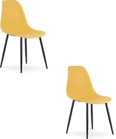 Set dvoch jedálenských stoličiek WAT horčicový - čierne nohy (2 ks)