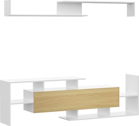 HOMCOM Sada nábytku do obývacej izby TV stojan pre televízory do 65" na stenu alebo stojan do 40" s TV stolom 153,6x25x42 cm a nástennou poličkou 150x