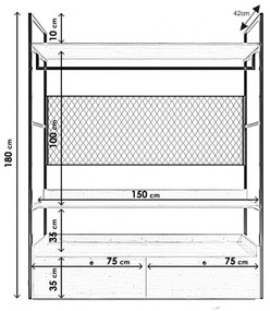 Otvorená šatníková skriňa Gardirop III 150 cm dub