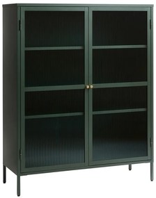 Zelená kovová vitrína Unique Furniture Bronco, výška 140 cm